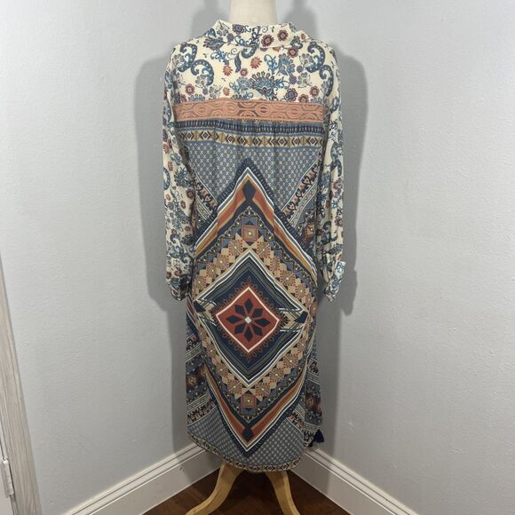 Vincente‎ Blouse Womens M Multi Paisley Beachy Resort Wear Boho Tunic - Picture 4 of 10
